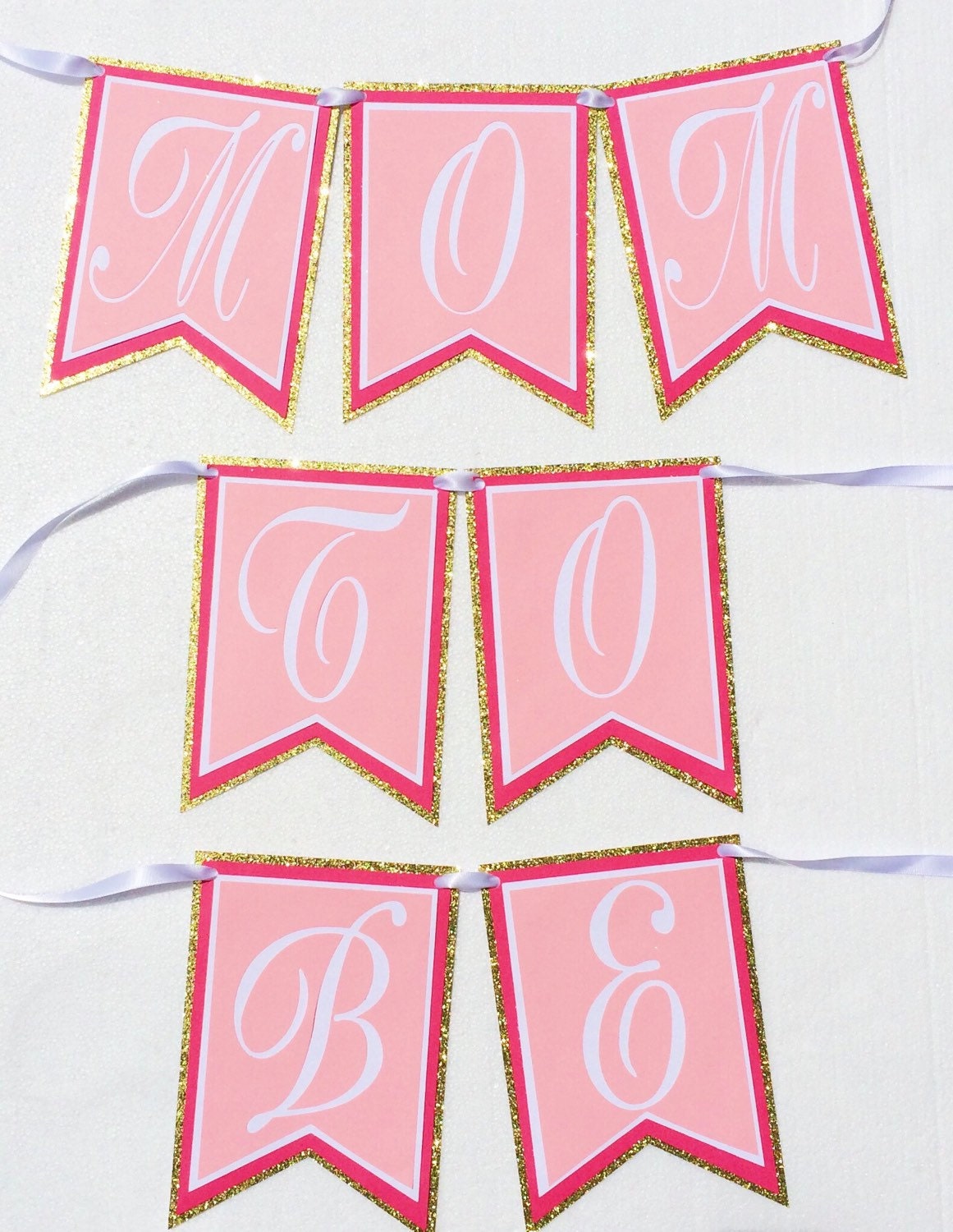 Mom to Be Banner Baby Shower Banner Pink and Gold