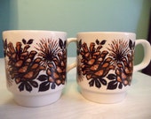Vintage Pine Cone Mugs Biltons Stacking Stoneware Coffee Cups Natural Woodland Christmas