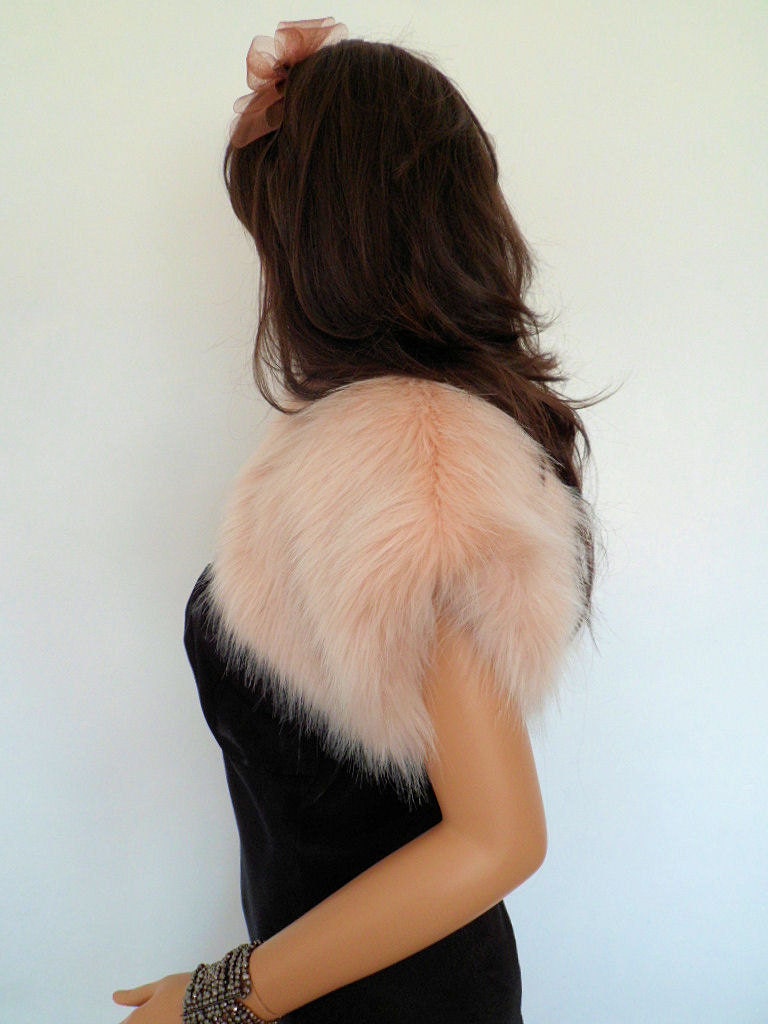 blush fur wrap