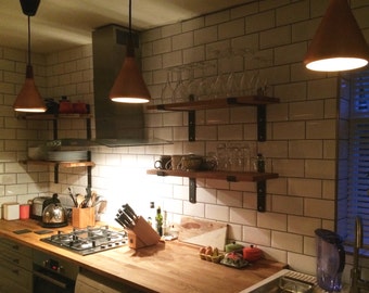 2" X 12" metal shelf brackets, industrial Chic style heavy duty shelfs, Custom steel shelf brackets for all over the home,