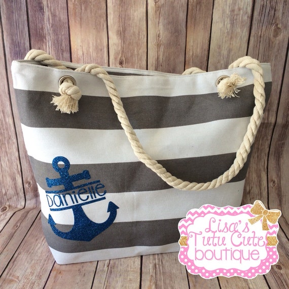 Personalized Anchor Canvas Bag. Nautical Bag. Bridesmaid