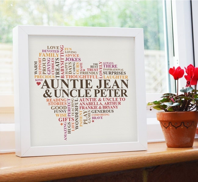 Framed Print. Aunt and Uncle gift. Personalised gift for aunt