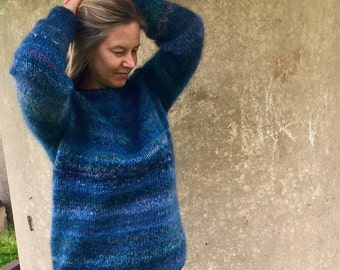 Mohair sweater Blue sweater Women's sweater Comfy sweater Made to order