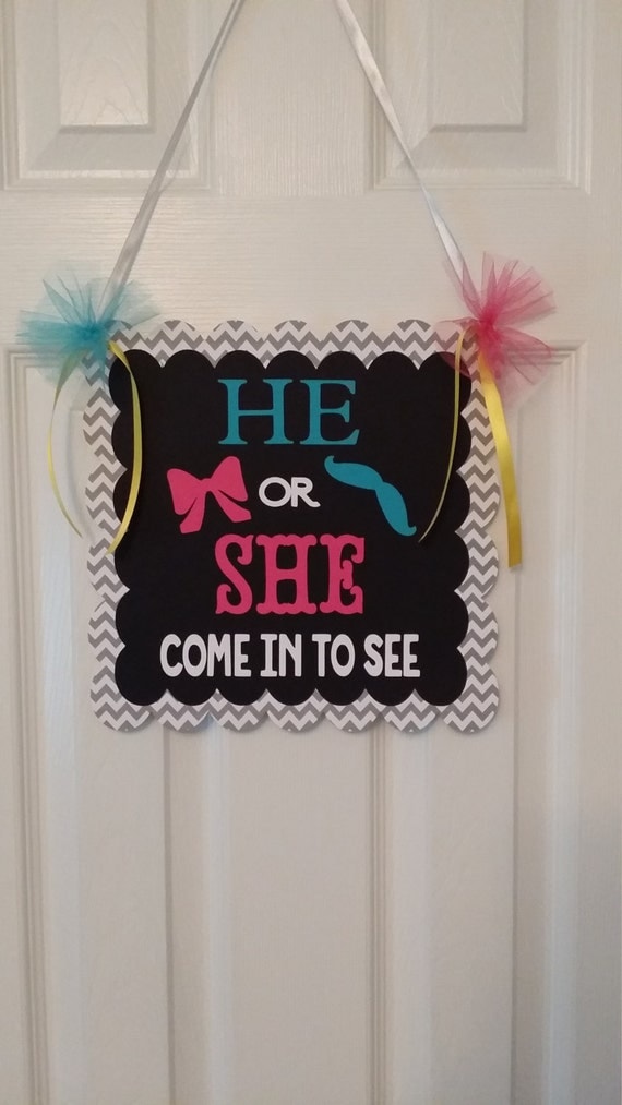 He Or She Gender Reveal Door Sign Decorative Sign