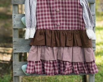Girls Autumn Dress, Plaid Jumper,Toddler Dress, Back to School Dress Ruffle Dress