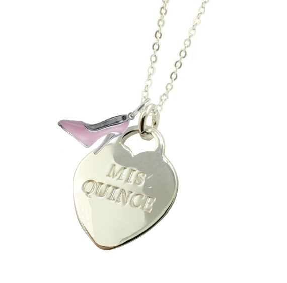 Quinceanera .925 Sterling Silver Heart Necklace PH (Free Shipping)