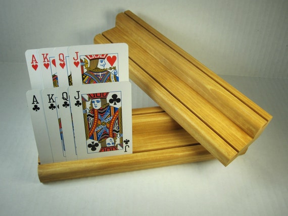 Wooden Playing Card Holder / Two Level / set of two