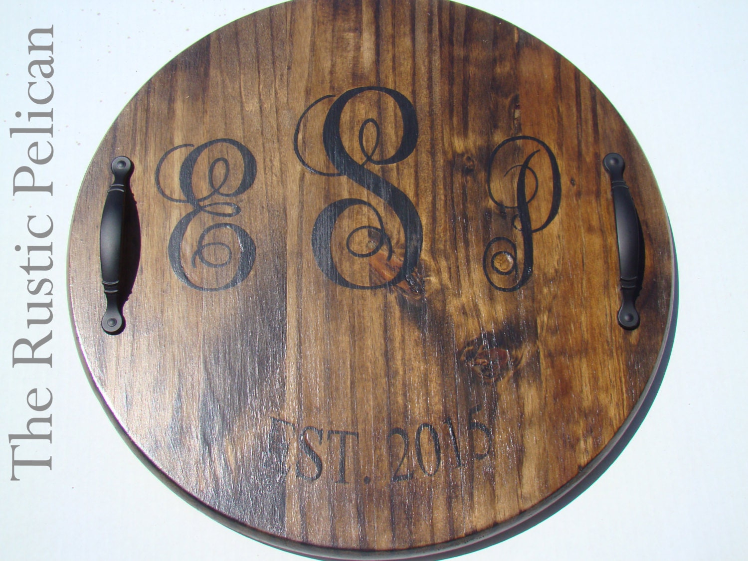 Wine Barrel Personalized Monogram Lazy Susan Wood by RusticPelican