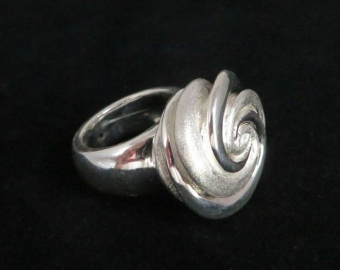 Vintage Italian Sterling Silver Ring, Chunky ITAOR Italy Ring, Swirl Ring, Size 5
