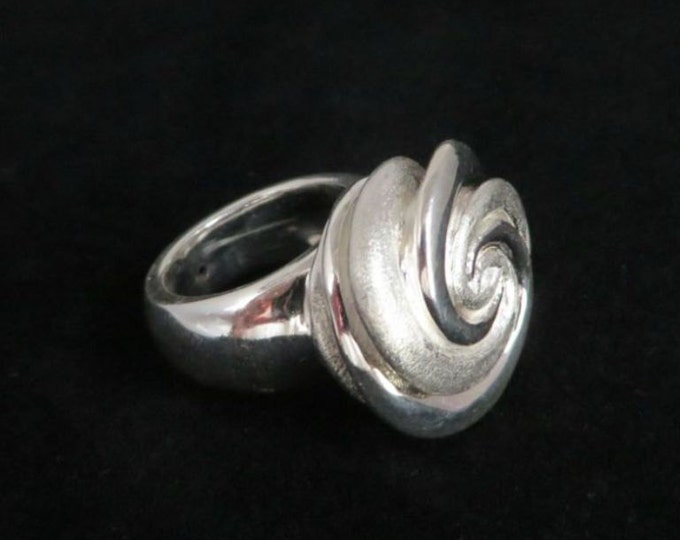 Sterling Silver Ring, Italian Silver Ring, Chunky Silver Swirl Ring, Signed ITAOR Italy, Statement Ring, Size 5