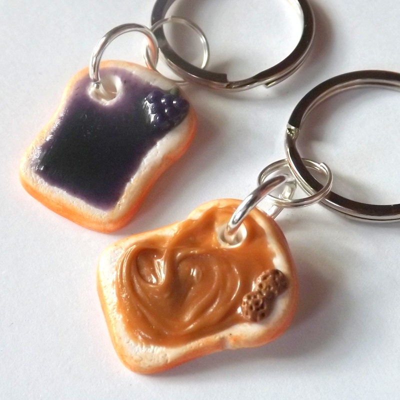 Best Friend Keychains Peanut Butter and Grape Jelly by