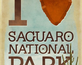 Saguaro National Park, Arizona - I Heart Saguaro (Art Prints available in multiple sizes)