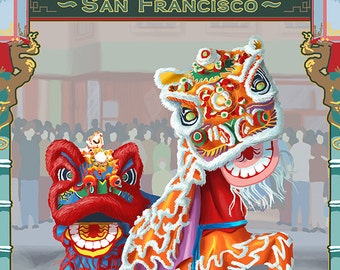 San Francisco, California - Chinatown (Art Prints available in multiple sizes)