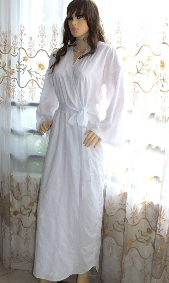 white cotton bridal robe