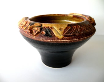 Bowls. Stackable bowls - ceramic bowl - Seeds and candies bowl - semigloss mustard and gloss black ceramic bowl wheel thrown