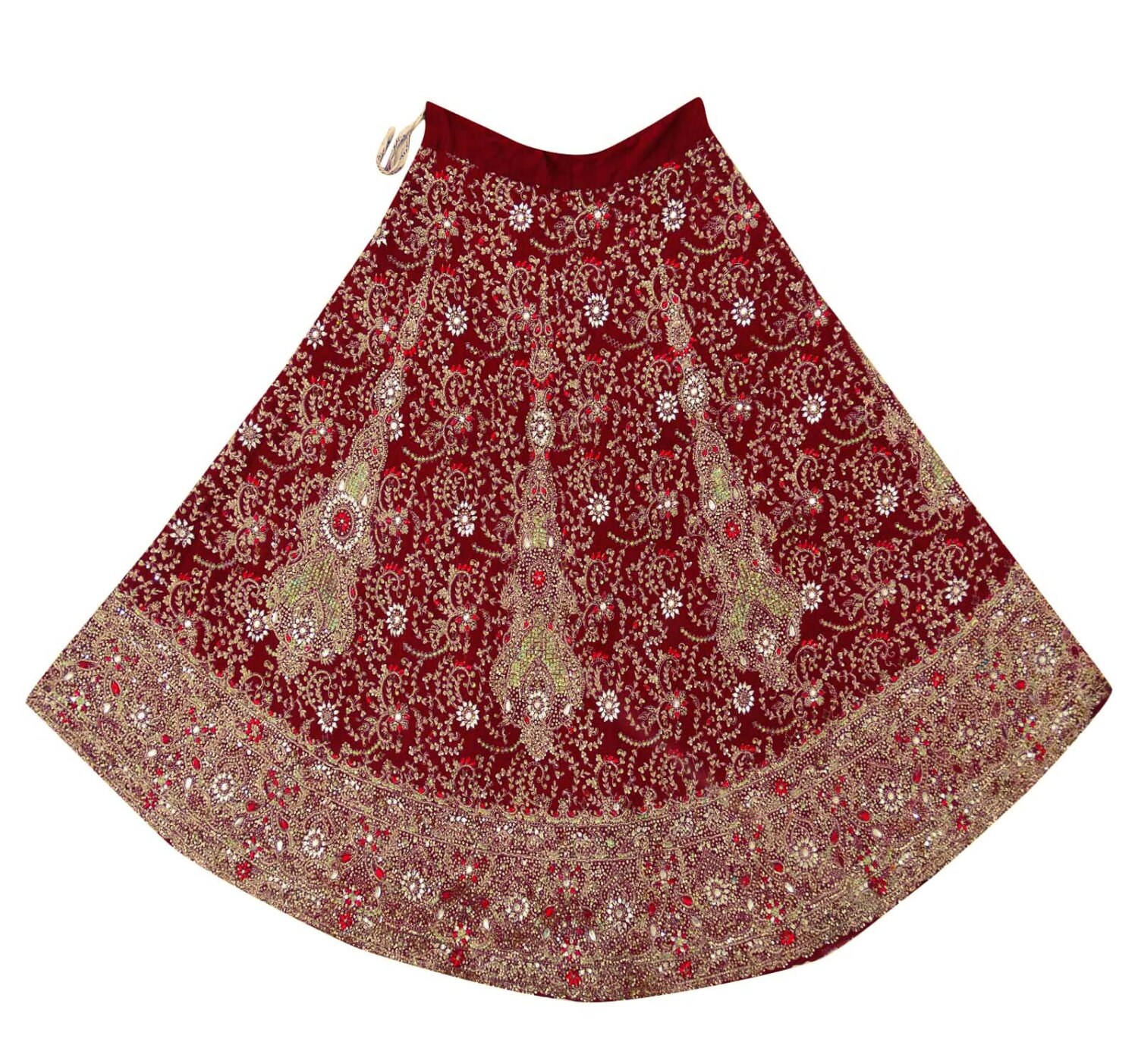 Designer Bridal Lehenga Vintage Indian Hand Beaded Decorative Fabric