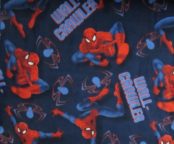 Per Yard FLEECE Spiderman Wall Crawler Fabric From Springs