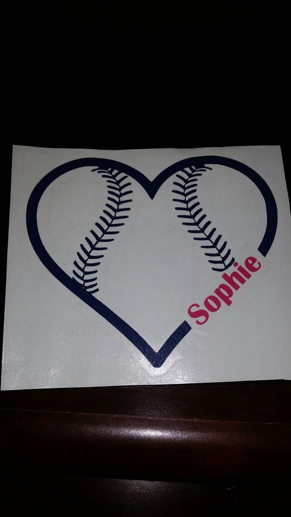 Softball heart baseball hearts softball decal baseball