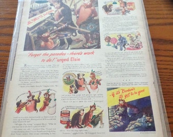 Original advertisement for The Borden Company, dated 1941. It features Elsie the Cow, and has been taken from Collier's Weekly magazine