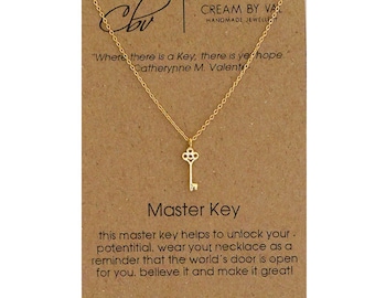 Master Key Necklace - Gold Key Necklace Simple Dainty Necklace Graduation Gift Idea Delicate Message Jewelry Meaningful Unlock Potential