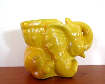 Frankoma Autumn Yellow Elephant Planter 390