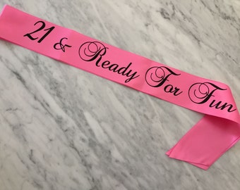 21st birthday sash, birthday sash, birthday party sash, favor, favour, birthday girl sash