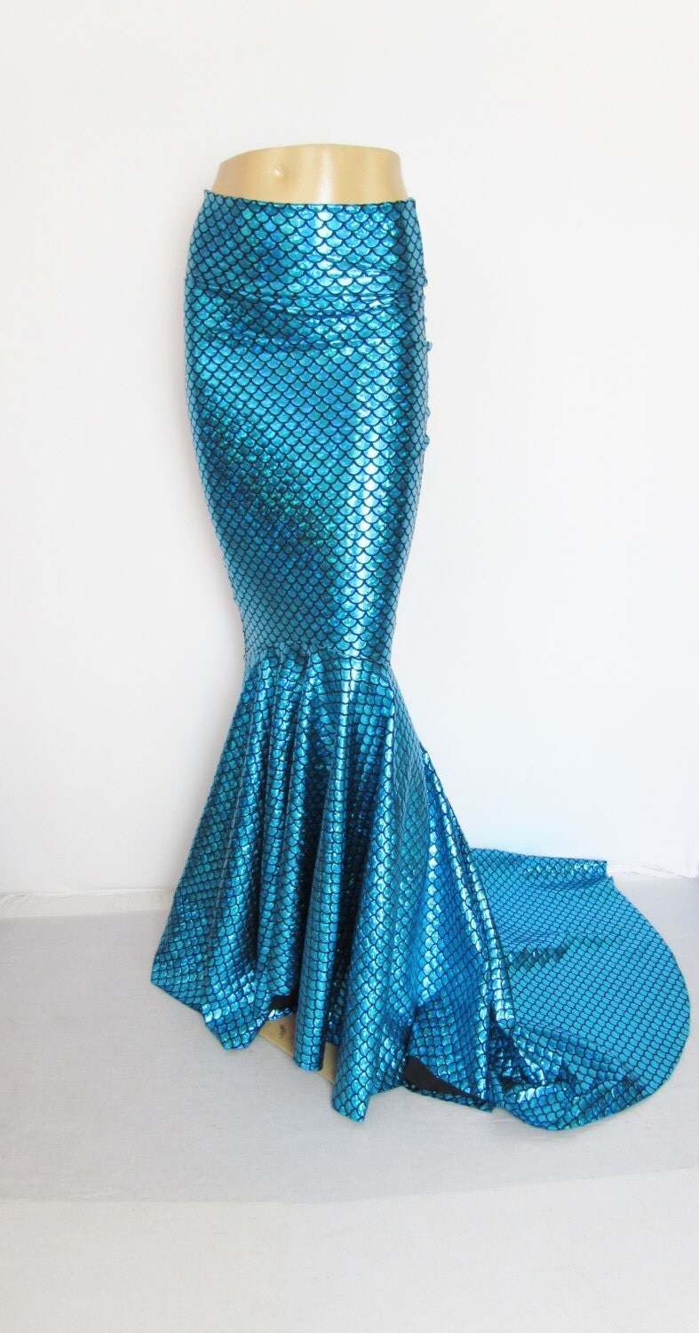 Turquoise Mermaid Skirt Fish tail costume Stretch Lycra