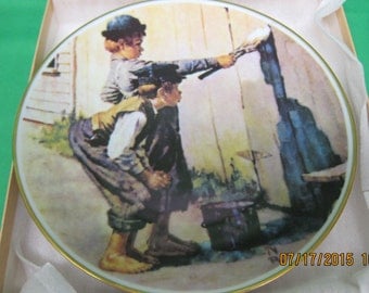 Crown Bavaria Norman Rockwell Collector Plate -- "Whitewashing"