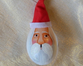 Santa Glass Ornament by MyFancyFare on Etsy