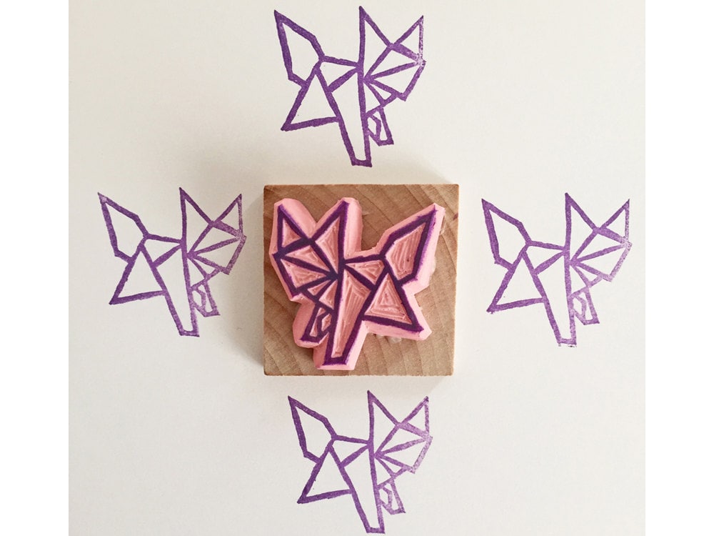 Tampon renard origami par Kraftille