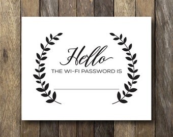 Wifi Password Printable Sign - Instant Download 8x10 - Guest Room Decor - Wifi Password Sign - The Wifi Password Is - Wifi Printable