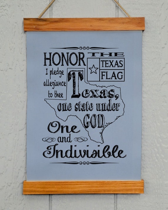 Texas Pledge Wall Decor Pledge of Allegiance Printed on Duck