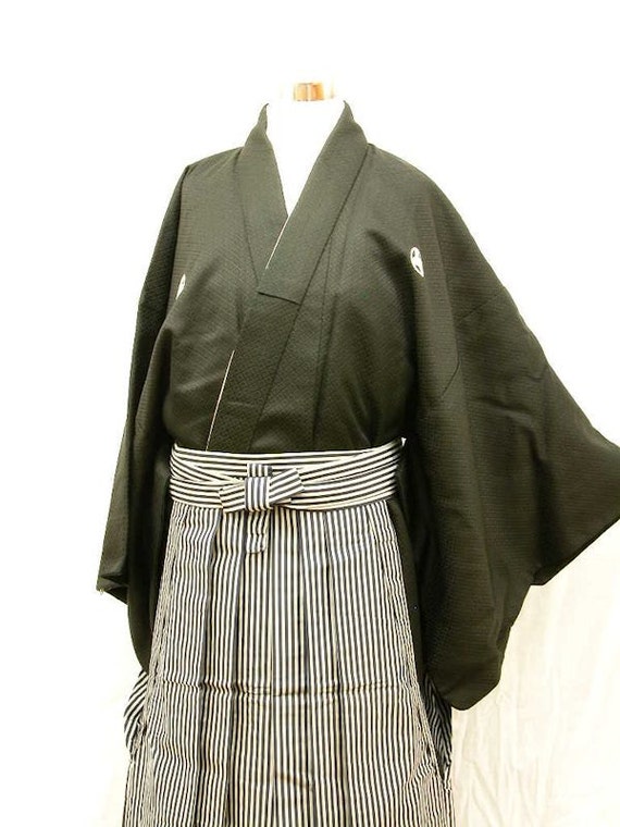 Japanese Vintage Men's Kimono & Hakama / SAMURAI Set