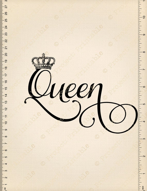 Instant Download Printable QUEEN & CROWN by ProjectPrintable