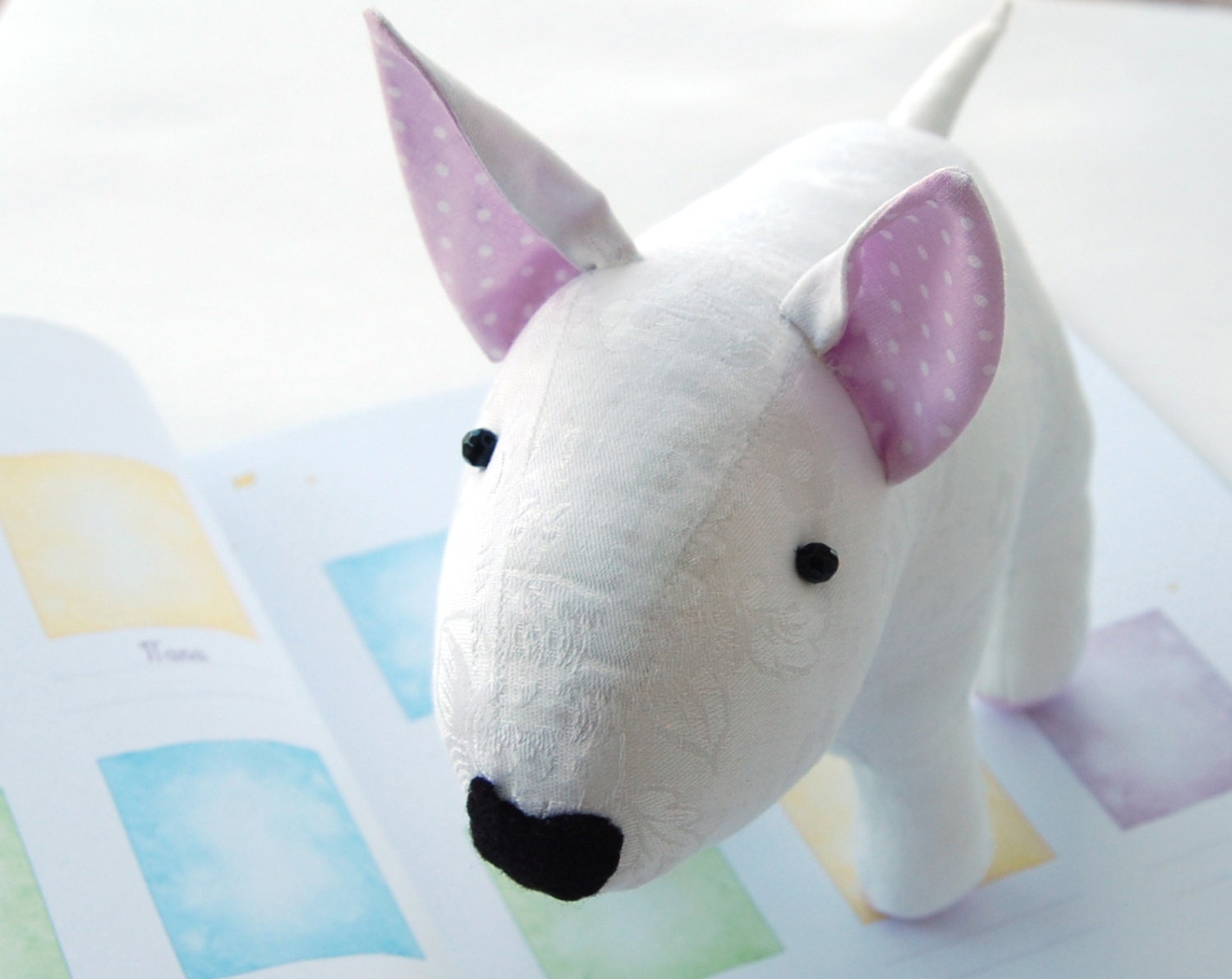 Sewing pattern stuffed dog bullterrier toy for kids pdf