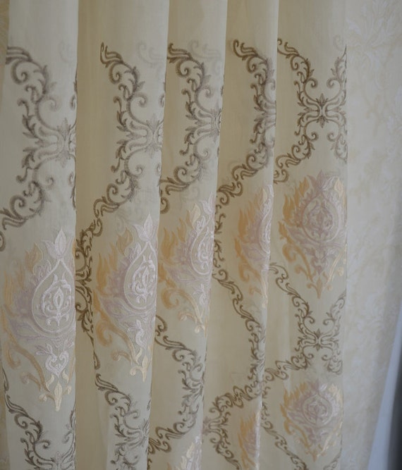Two Damask Sheer Curtains Custom Made to Order Upto