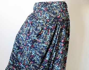 Vintage Floral Harem like Pants| Handmade multicoloured Summer trousers with elasticated waist