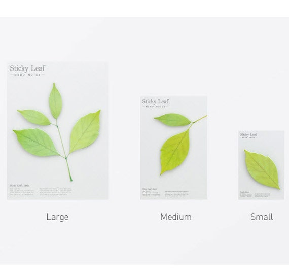 Leaf Sticky Note Postit BIRCH GREEN Memo Bookmark Index Tab