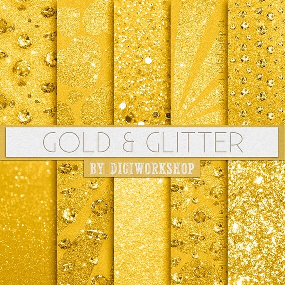 Gold Glitter Digital Paper Gold & Glitter digital by