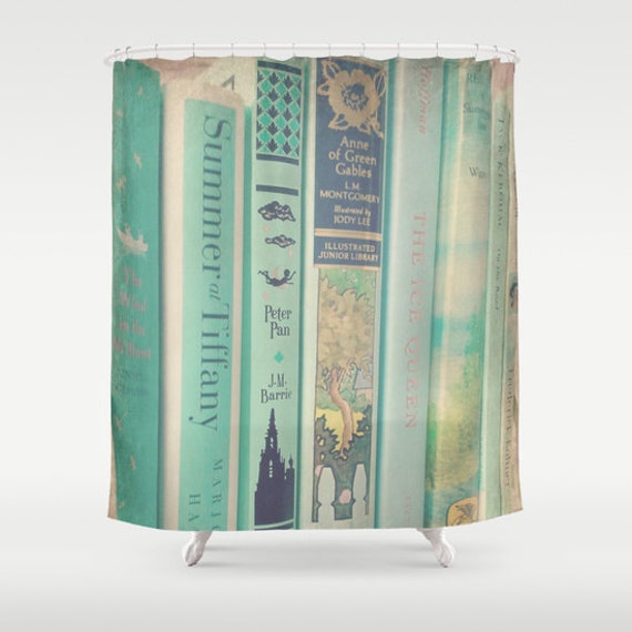 Mint Books Shower Curtain Home decor green books library