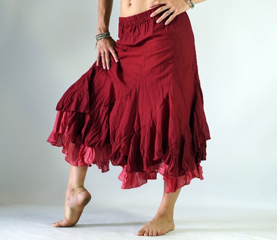 2 LAYER SKIRT Burgundy Renaissance Faire Layered by zootzugarb