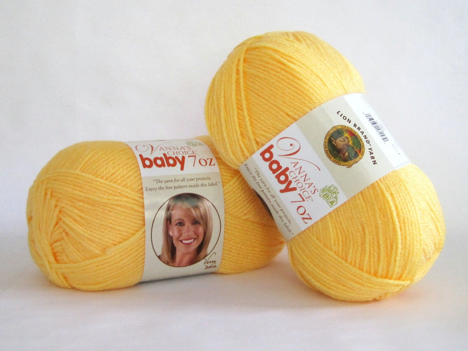 2 Vanna's Choice Duckie 7 oz Yellow Baby Yarn Lion Brand