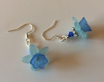 Lucite flowers earrings with swarovski beads - Handmade - Womens Jewelry