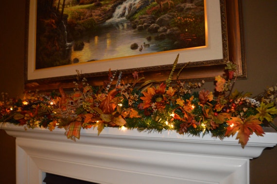 5 lit fall garland autumn garland mantle garland 5 lit fall garland autumn garland mantle garland