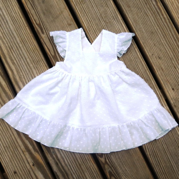 White swiss dot girls dress girls baptism dress dedication