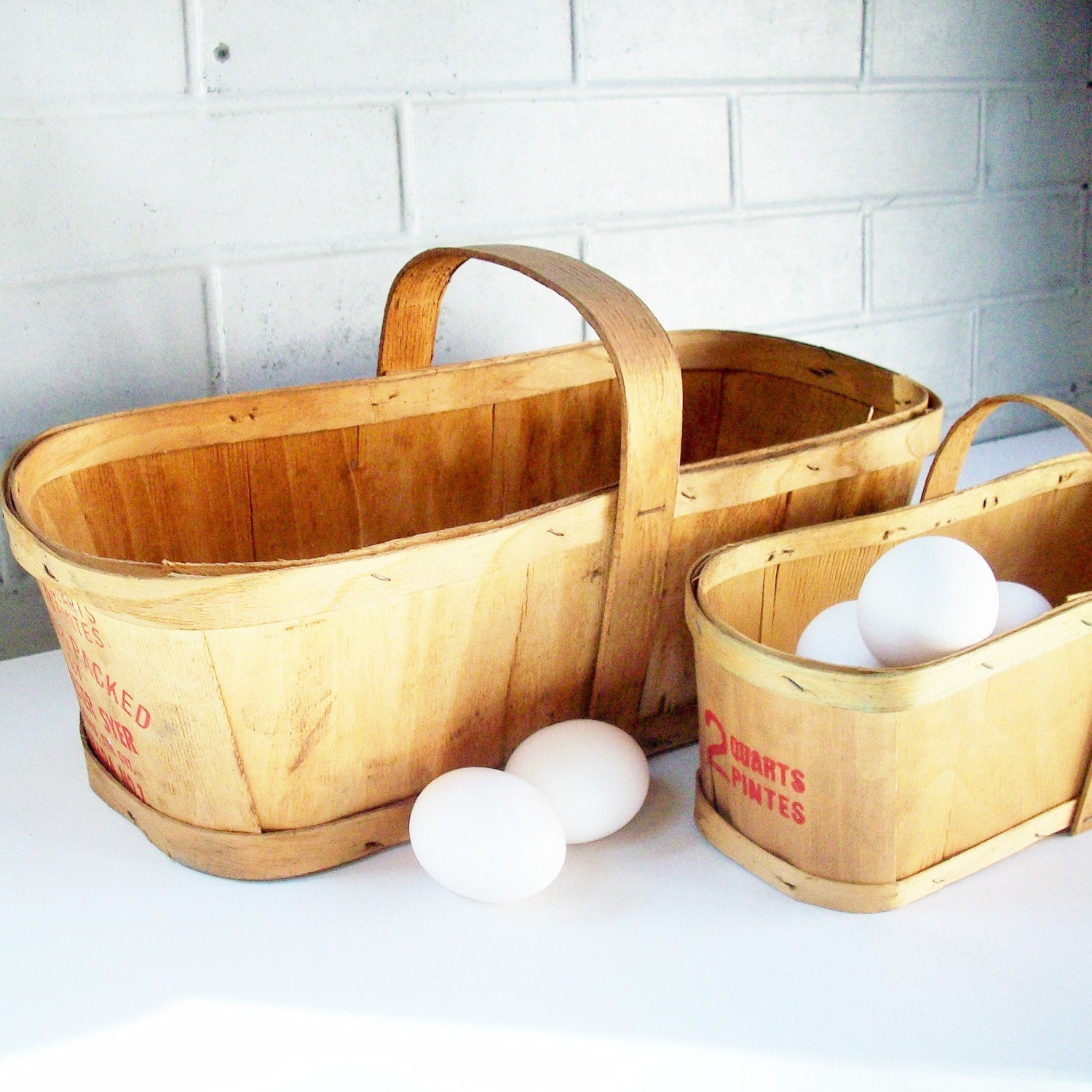 Market Baskets / 2 Sizes / Very Old / Antique Market