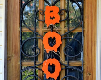BOO Halloween decor rustic decoration pumpkin orange Halloween decorations