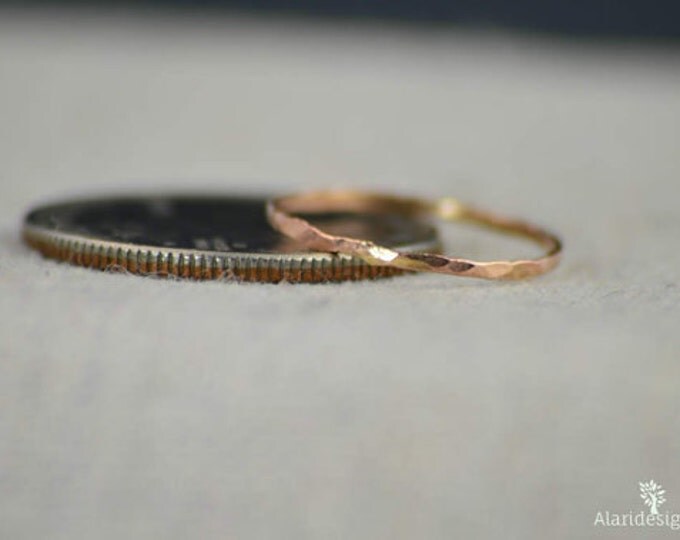 Set of 10 Super Thin 14k Rose Gold Rings, 14k Rose Gold Filled, Rose Gold Stacking Rings, Simple Rose Gold Ring, Thin Rose Gold Rings