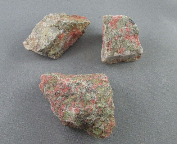 3 Raw Unakite Stones Rough Rocks and Minerals Crystal Grid