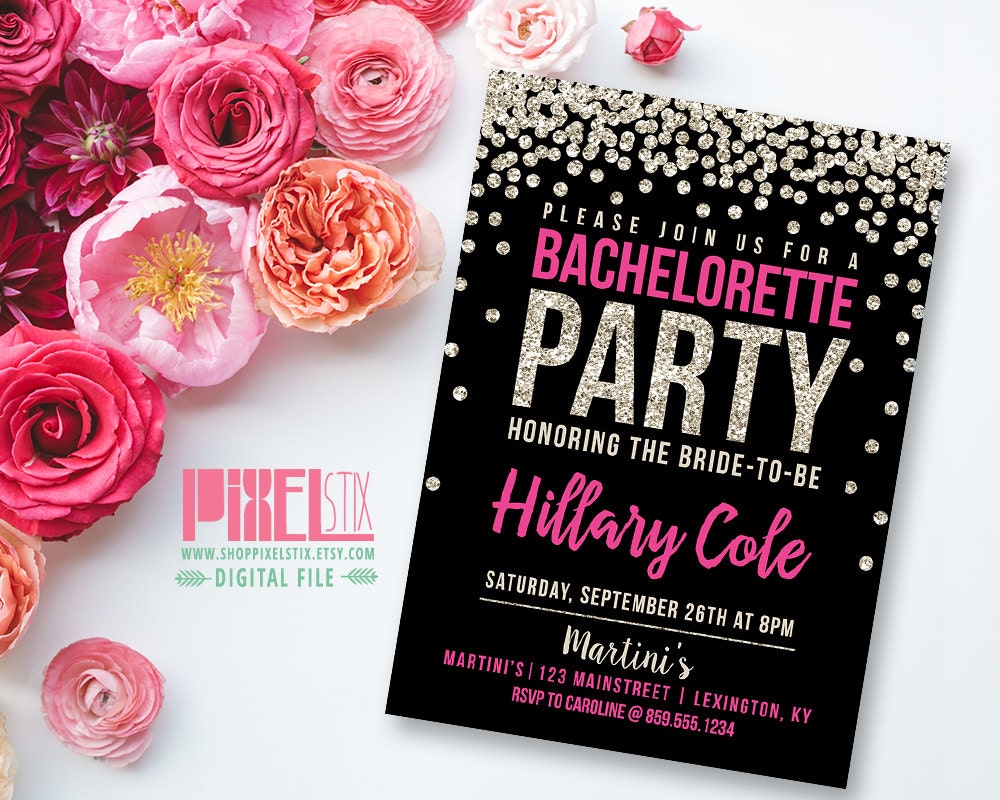 Glitter Bachelorette Invitations 5